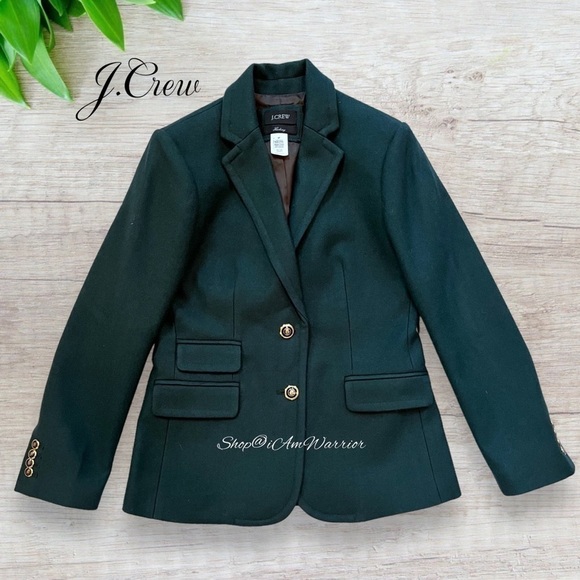J.Crew RARE teal double serge wool h@cking blazer jacket *shop@iamwarrior - Picture 7 of 15